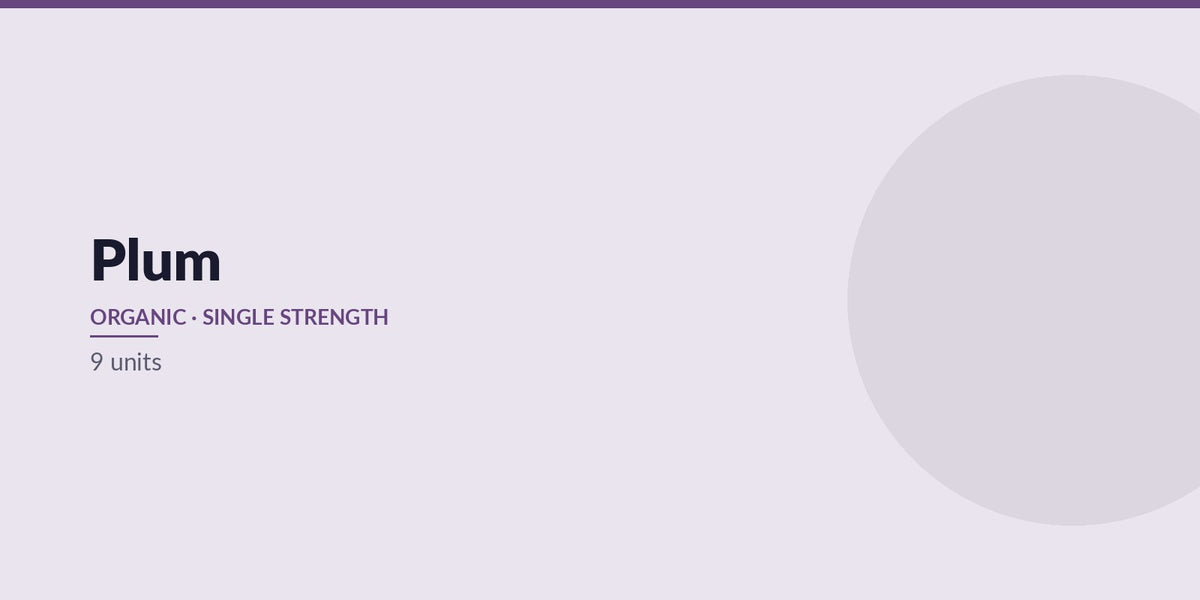 Organic plum purée · single strength