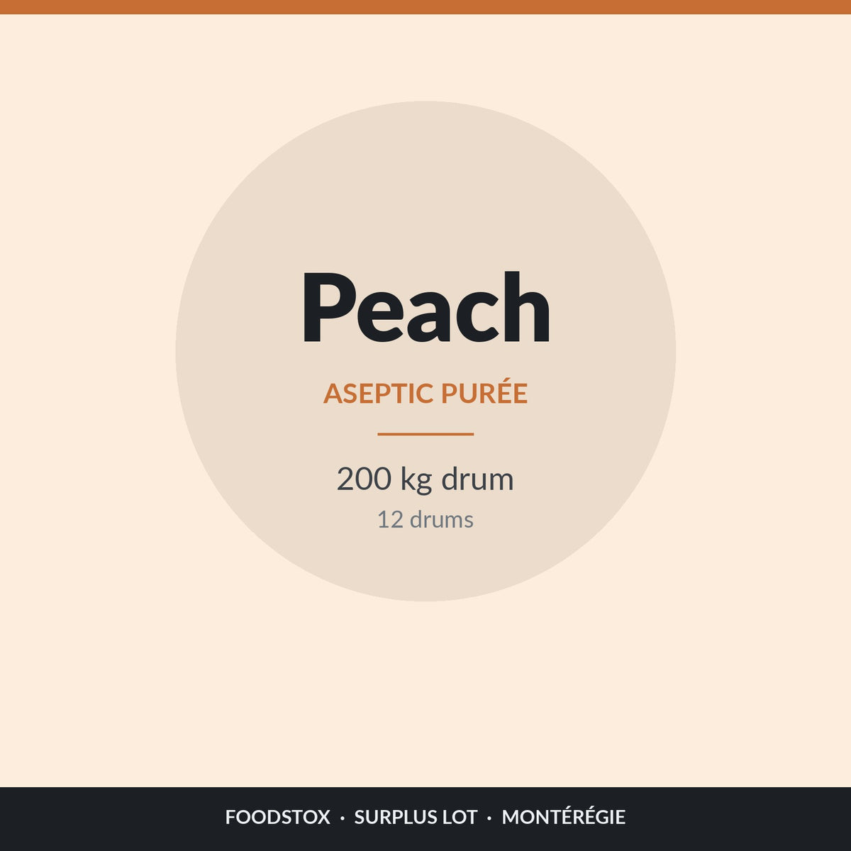 Aseptic peach purée · 200 kg drum